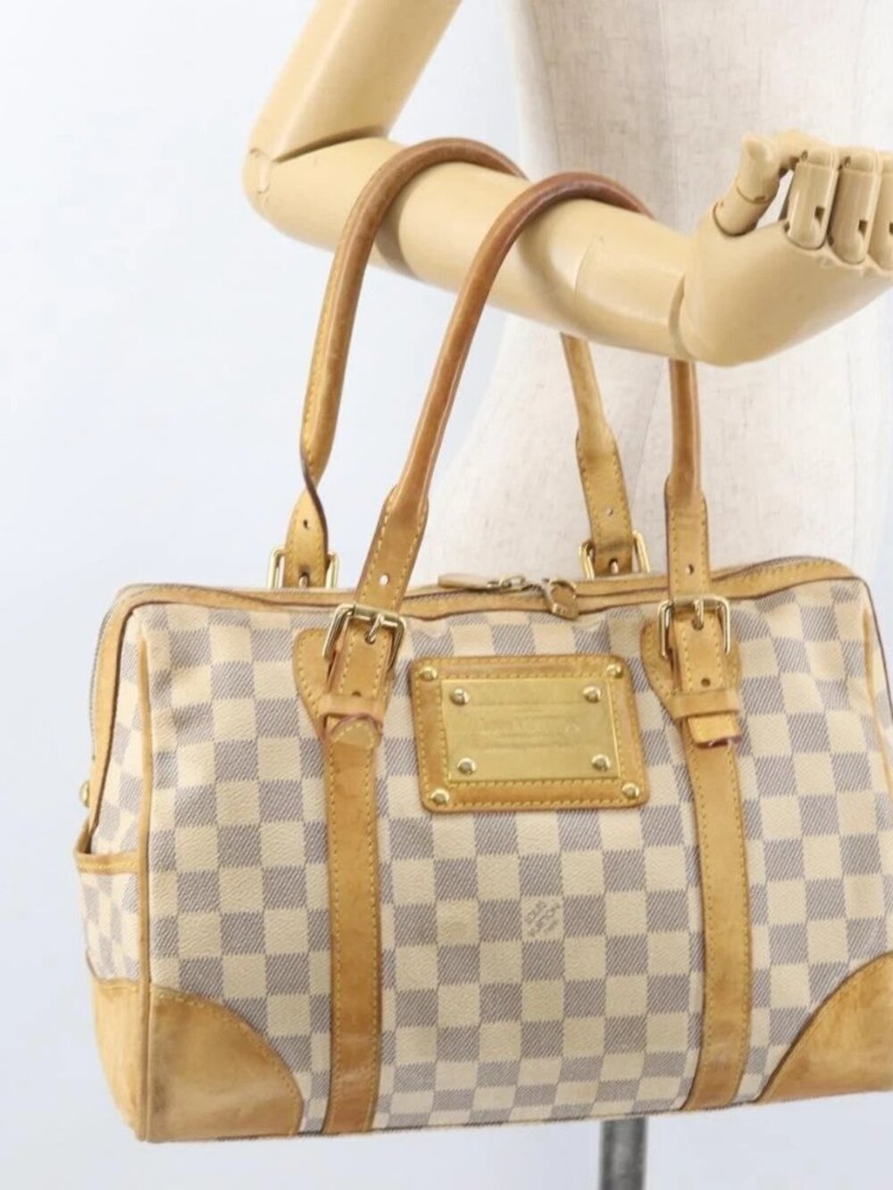 LOUIS VUITTON Damier Azur Berkeley Hand Bag N52001 LV Auth BA11172